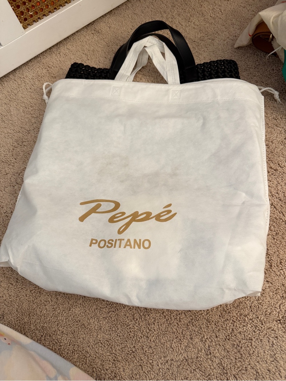 Italian Black Woven Tote - Picture 3 of 3
